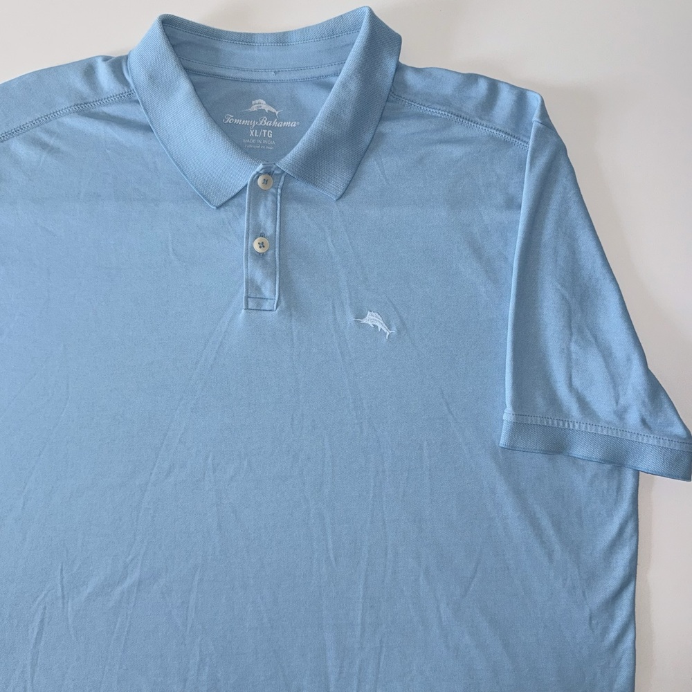 Tommy Bahama Polo Shirt Men's XL Light Blue Performance Stretch